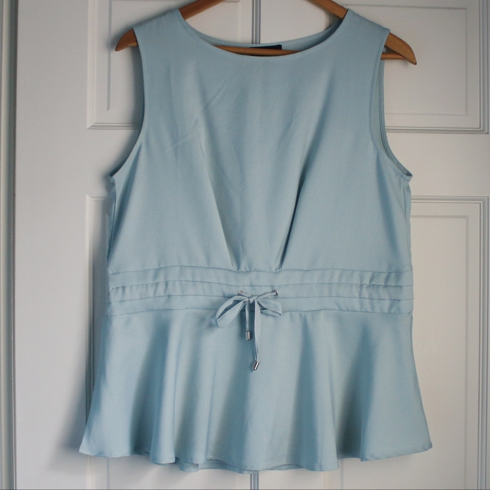 Light Blue Blouse with Cinch-Waist